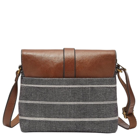 Fossil Bags Fossil Kinley Striped Chambray Leather Crossbody Poshmark